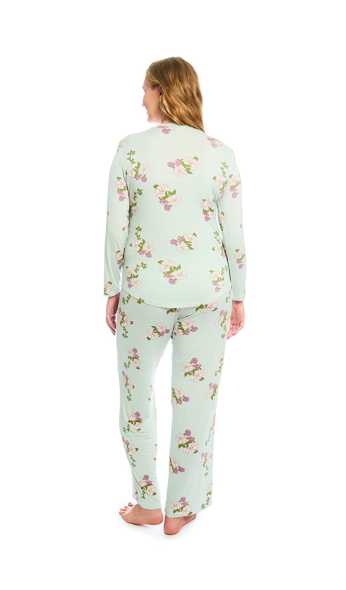 Peony Laina 2-Piece Set. Back shot of woman wearing long sleeve top and pant.