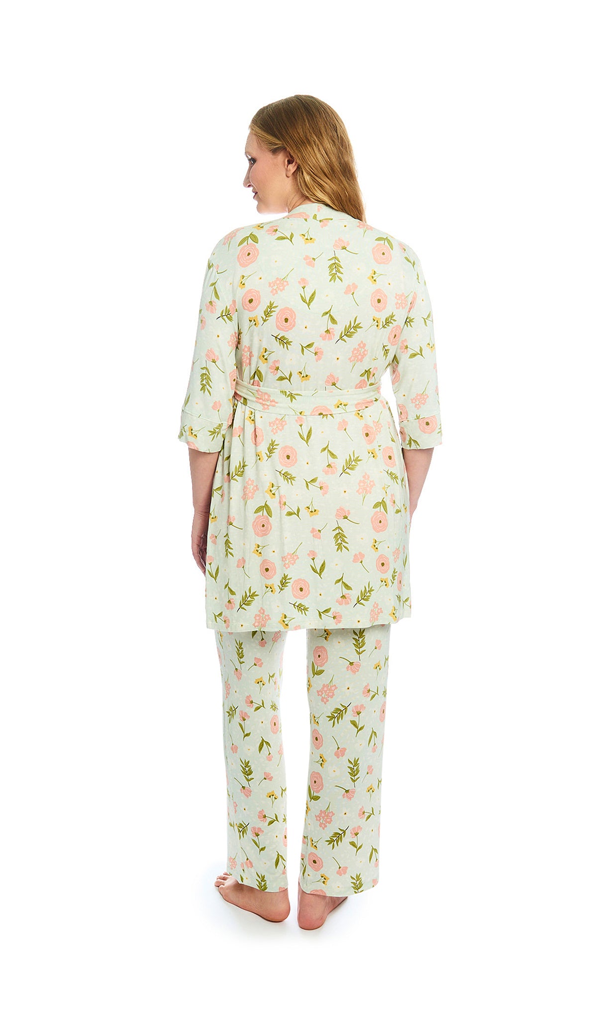 Carnation Analise 5-Piece Set, back shot of woman wearing robe and pant.