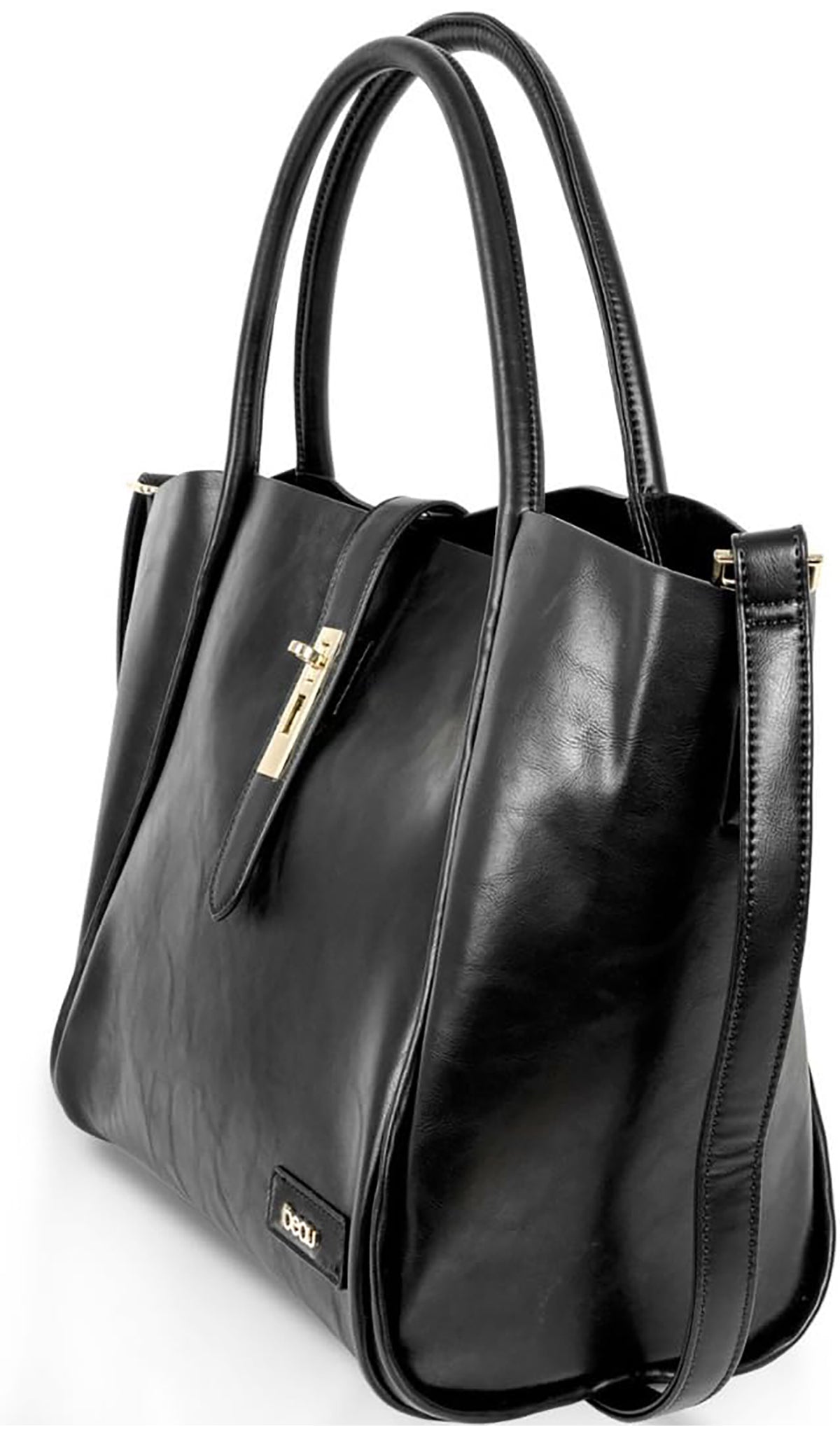 Caris Diaper Bag in black alternate side view.