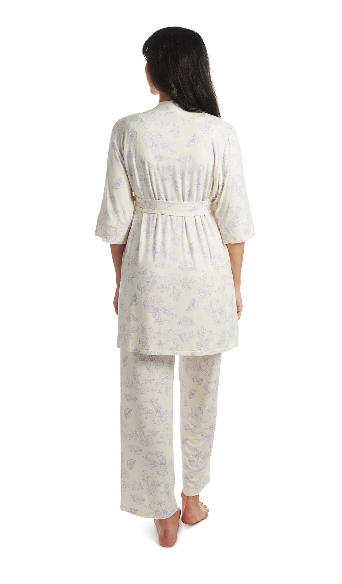 Bali Analise 5-Piece Set, back shot of woman wearing robe and pant.