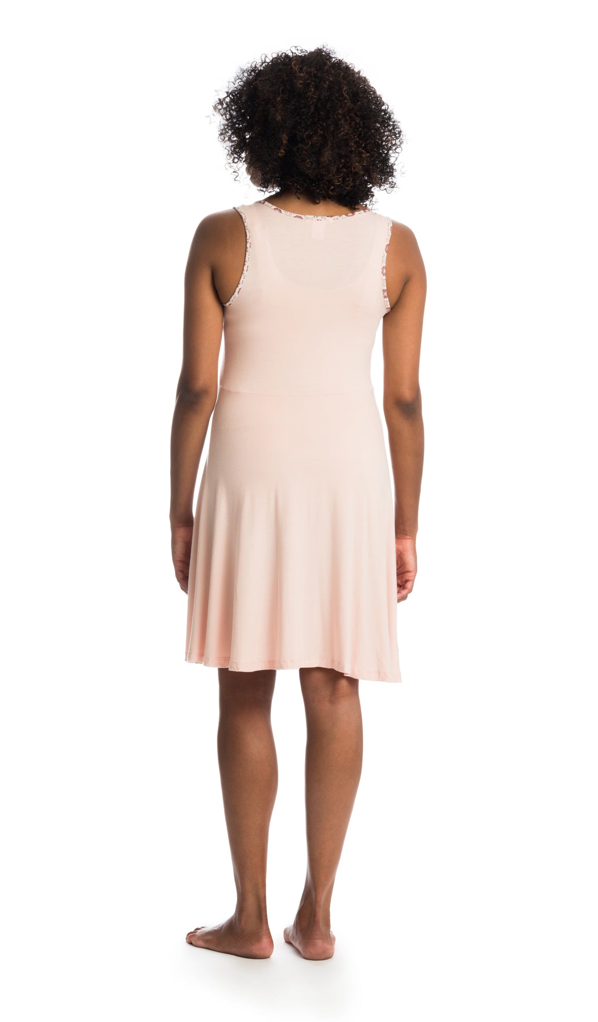 Pink Blush Dawn Chemise/Robe. Back shot view of woman wearing chemise.