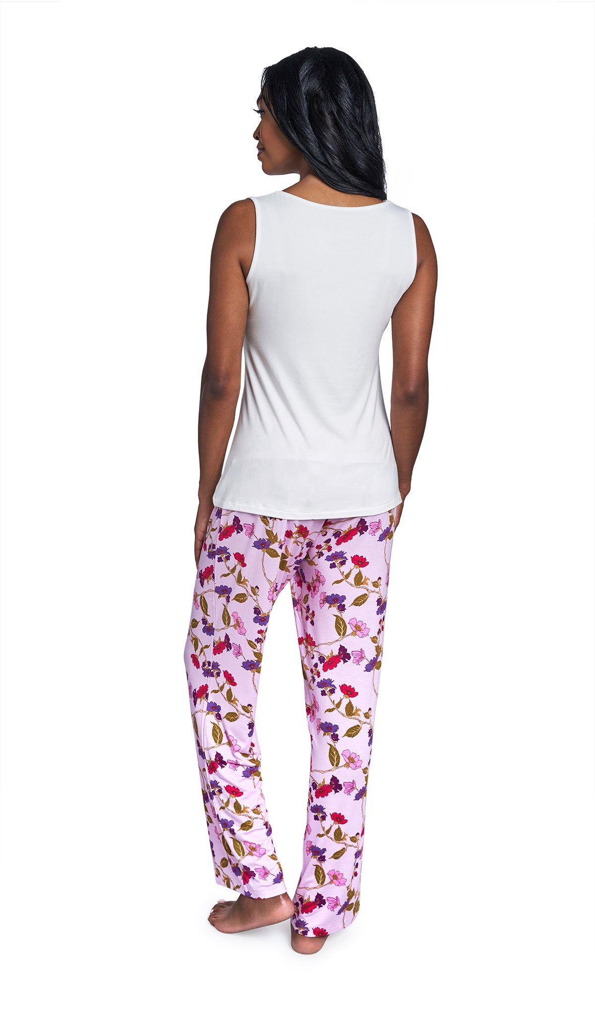 Lavender Rose Analise 3-Piece Set, back shot of woman wearing tank top and pant.