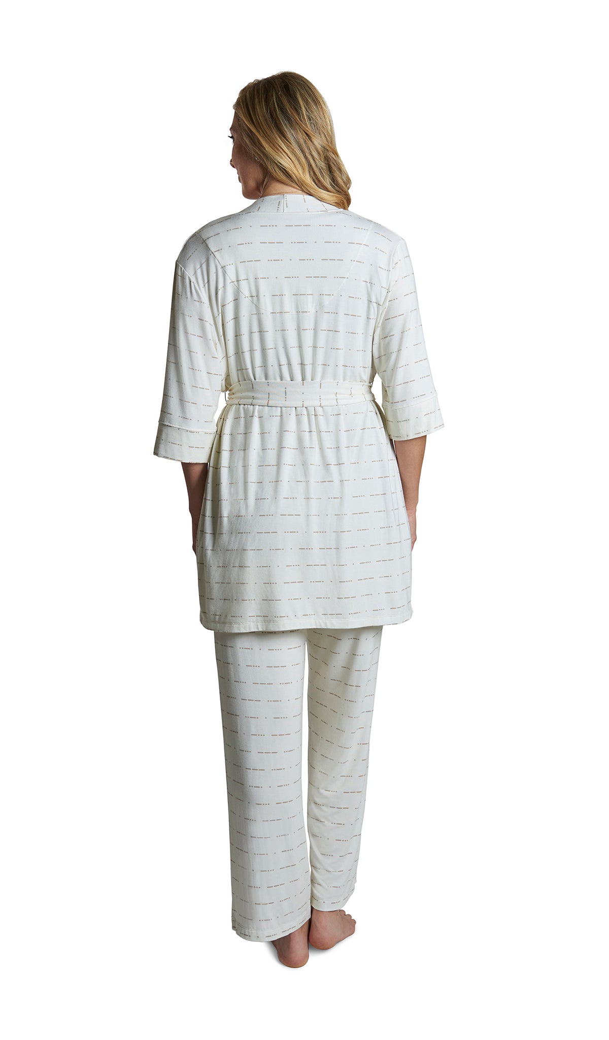 Love Analise 5-Piece Set, back shot of woman wearing robe and pant.