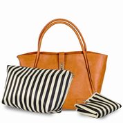 Beau Caris Tan Vegan Leather Diaper Bag - Final Sale