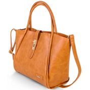 Beau Caris Tan Vegan Leather Diaper Bag - Final Sale