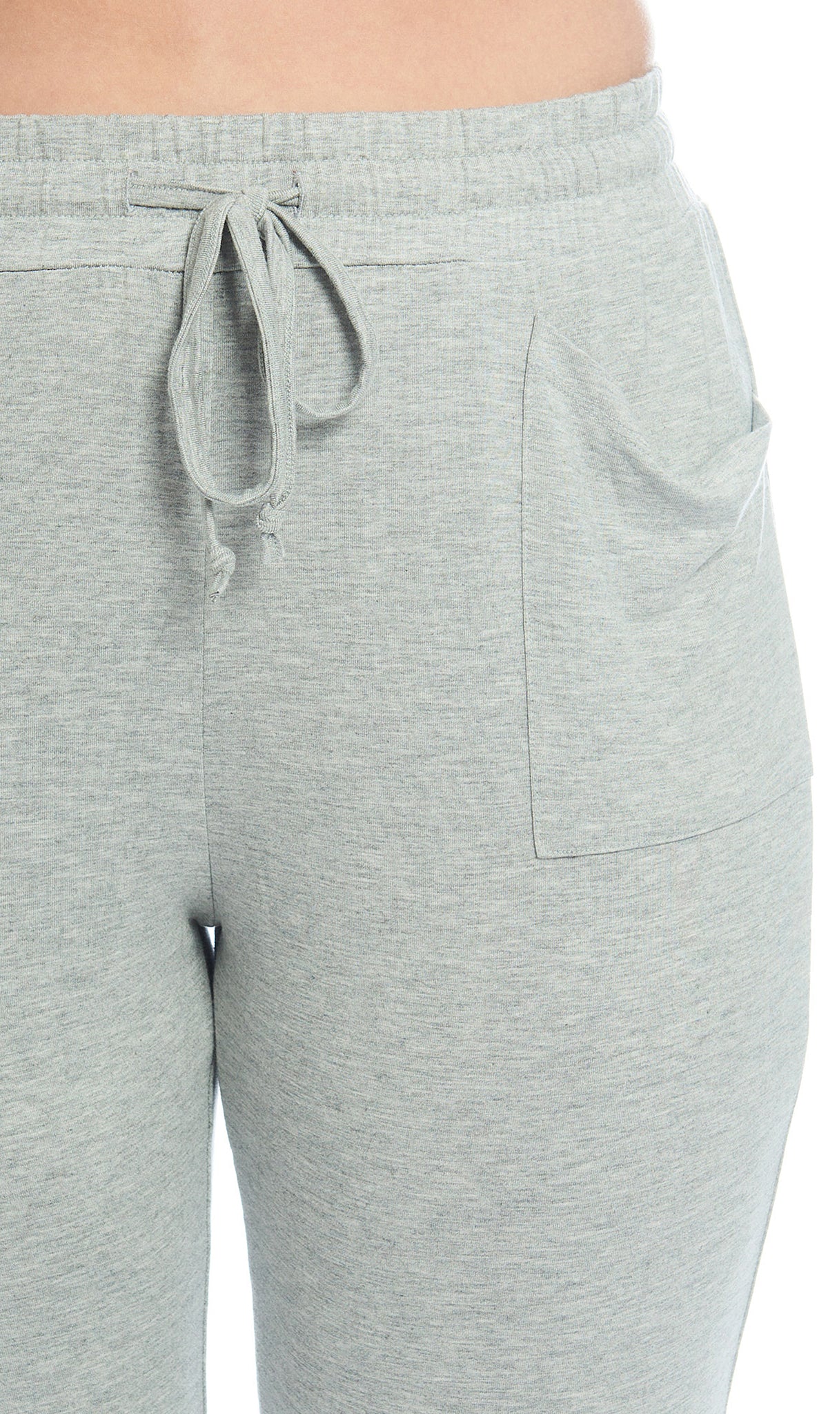 Heather Grey Solid Whitney 2-Piece drawstring waistband and pocket detail.