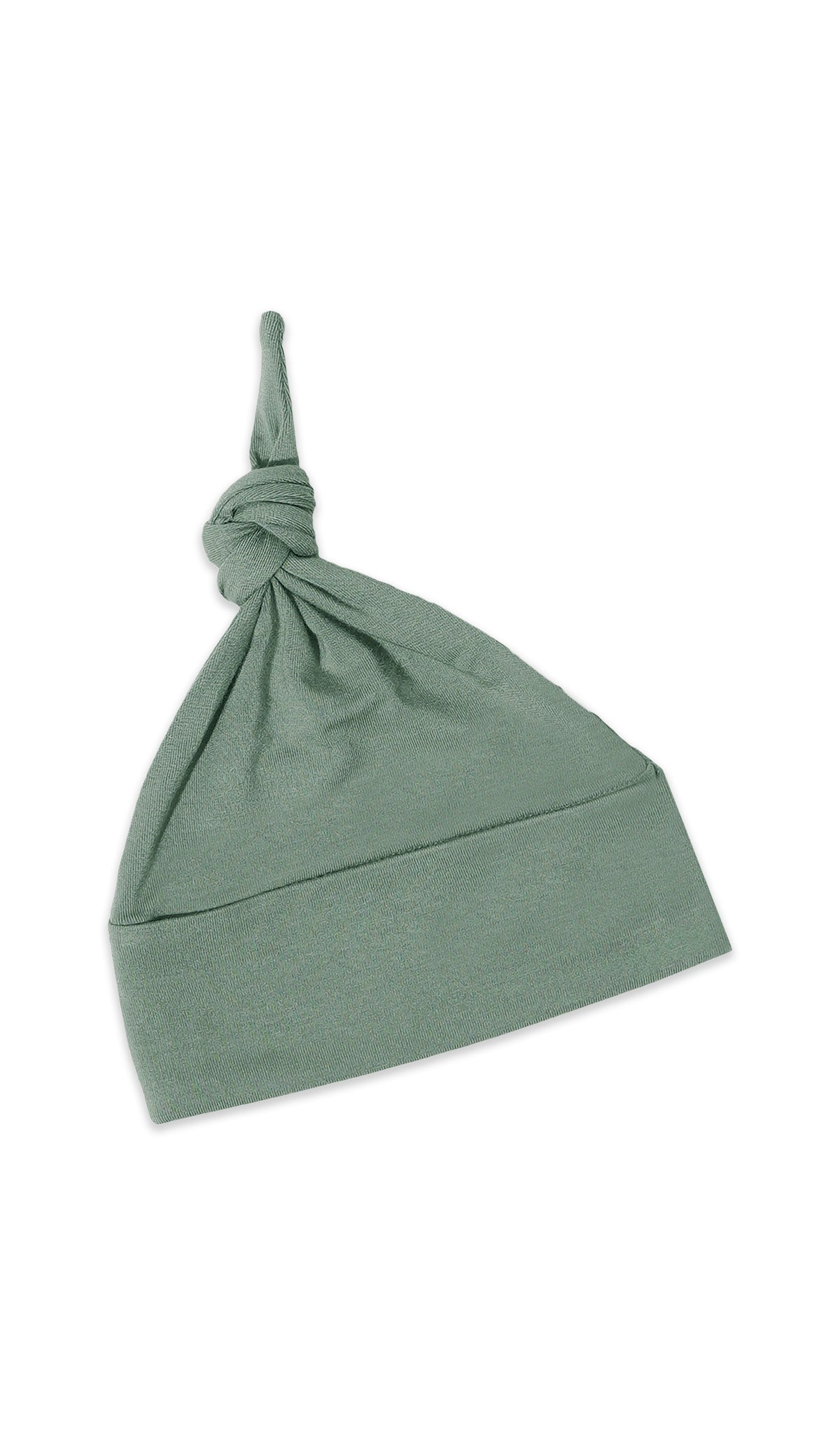 Basil Footie 2-Piece. Close up flat shot of knotted baby hat.