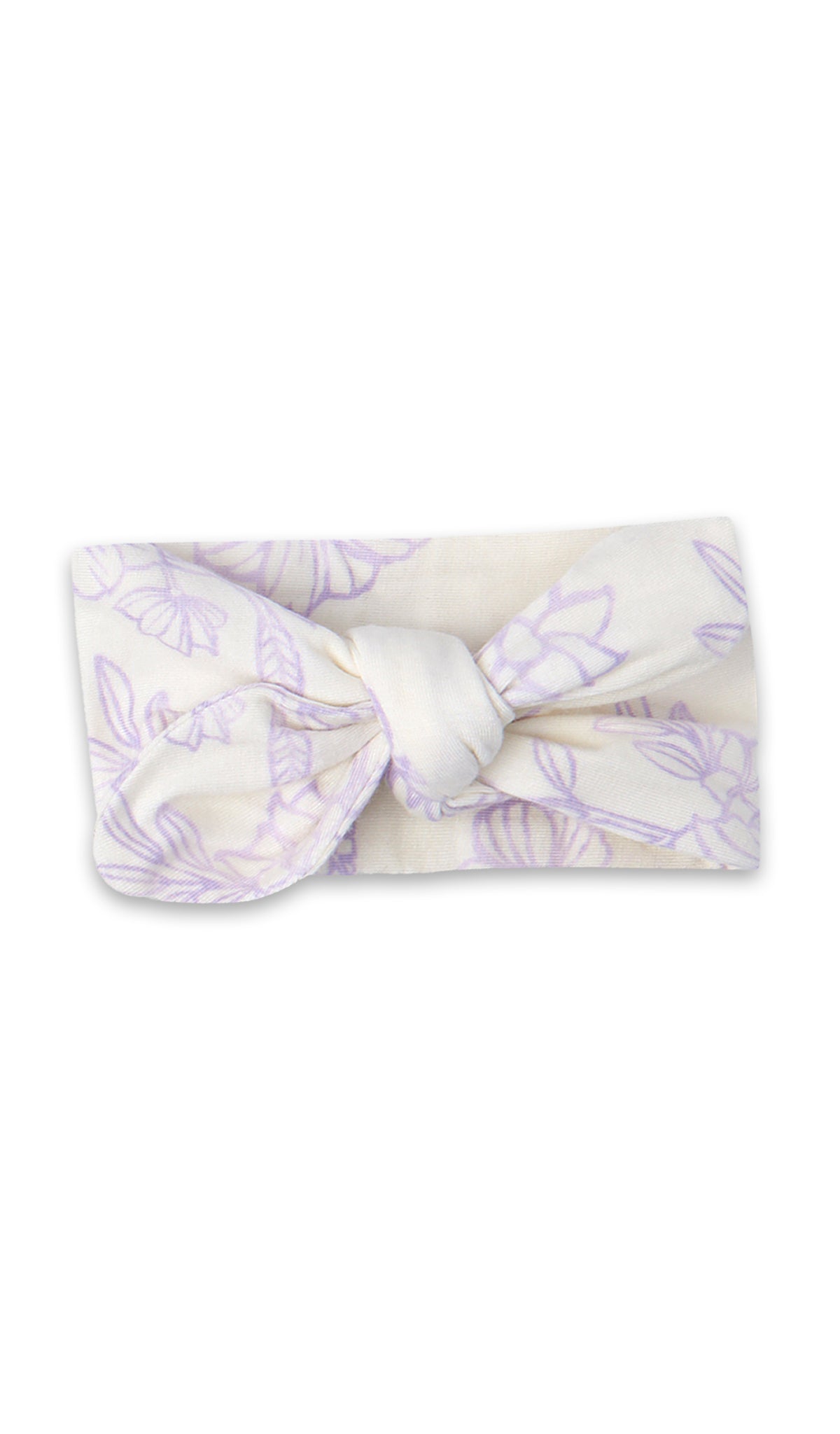 Bali Baby/Kids Headwrap. Flat shot with headwrap tied into a tie-knot bow.