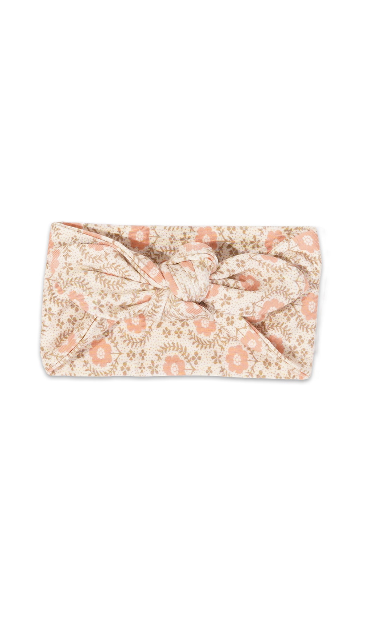 Bohemian Baby/Kids Headwrap. Flat shot with headwrap tied into a tie-knot bow.