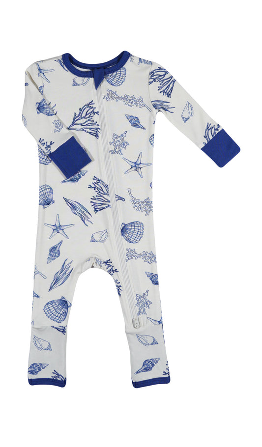 Coastal Convertible Romper with long sleeves and zip front.
