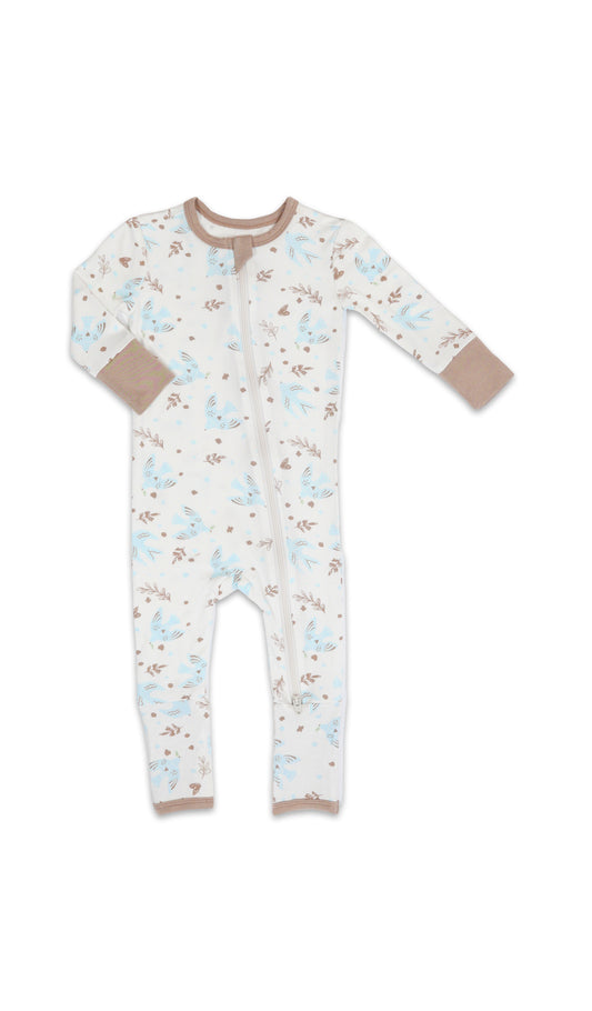 Nest Convertible Romper with long sleeves and zip front.