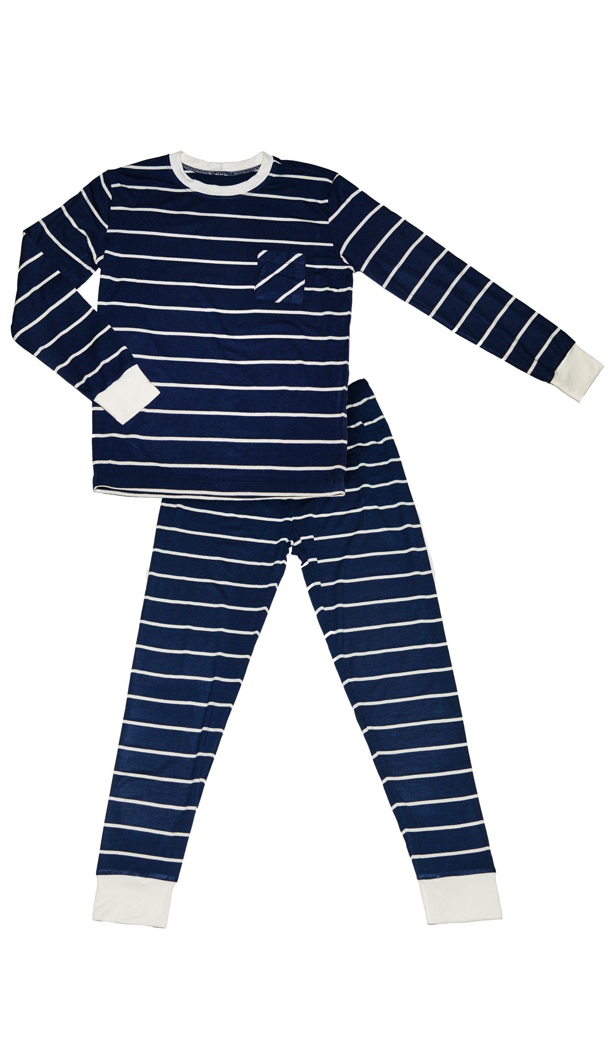 Navy Emerson Kids 2-Piece Pant PJ consisting of a long sleeve tee and long pannts.