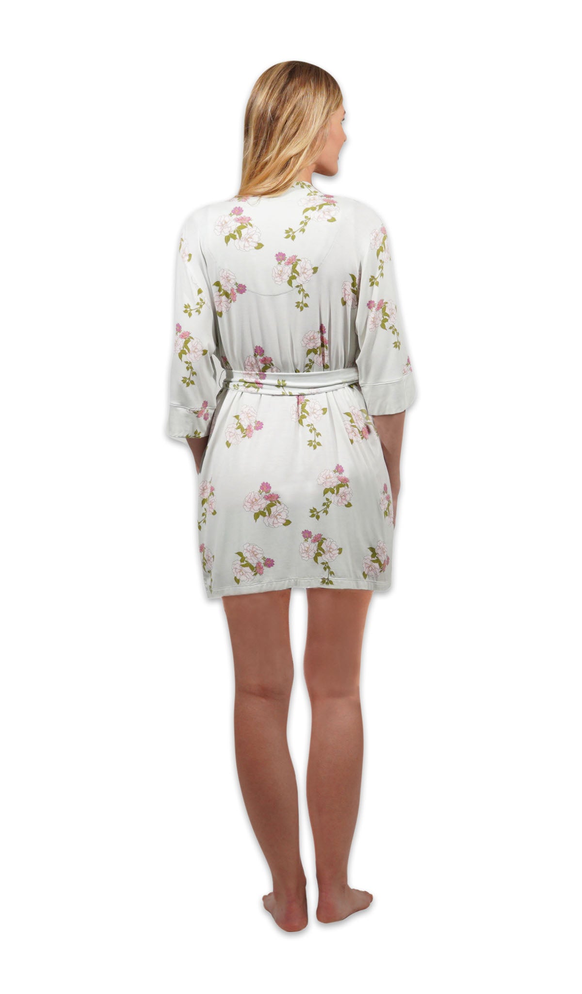Peony Adaline 5-Piece Set, back shot of woman wearing robe and short.