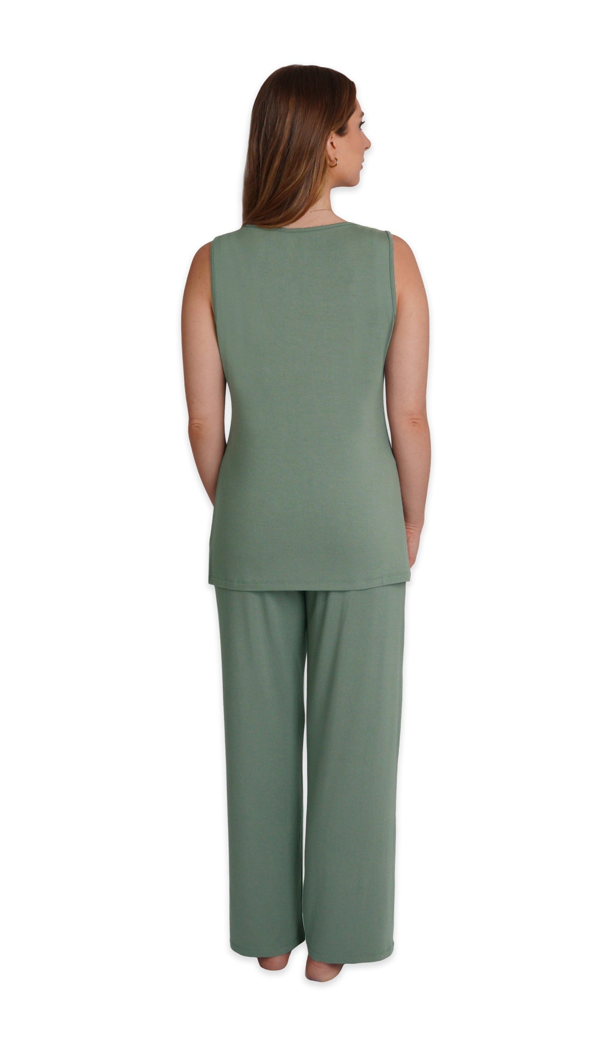 Basil Analise 5-Piece Set, back shot of woman wearing tank top and pant.