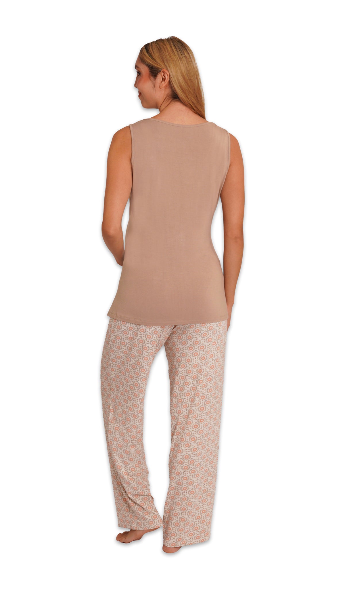 Bohemian Analise 3-Piece Set, back shot of woman wearing tank top and pant.