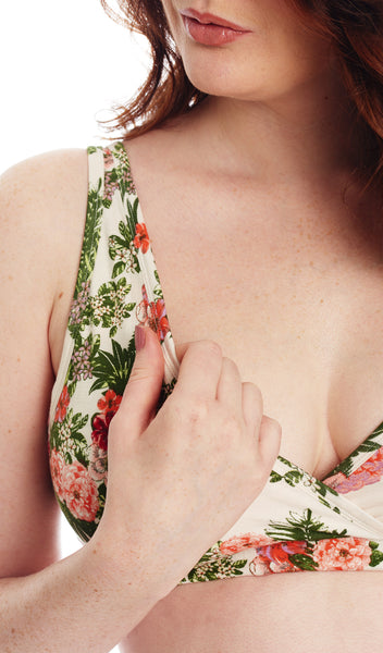 Beige Floral Paisley 3-Pack. Detailed shot of nursing access for bra.