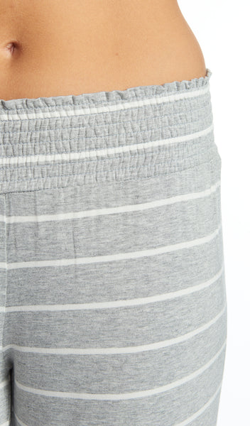 Heather Grey Joy 2-Piece Set, detailed shot of smocked elastic waistband.