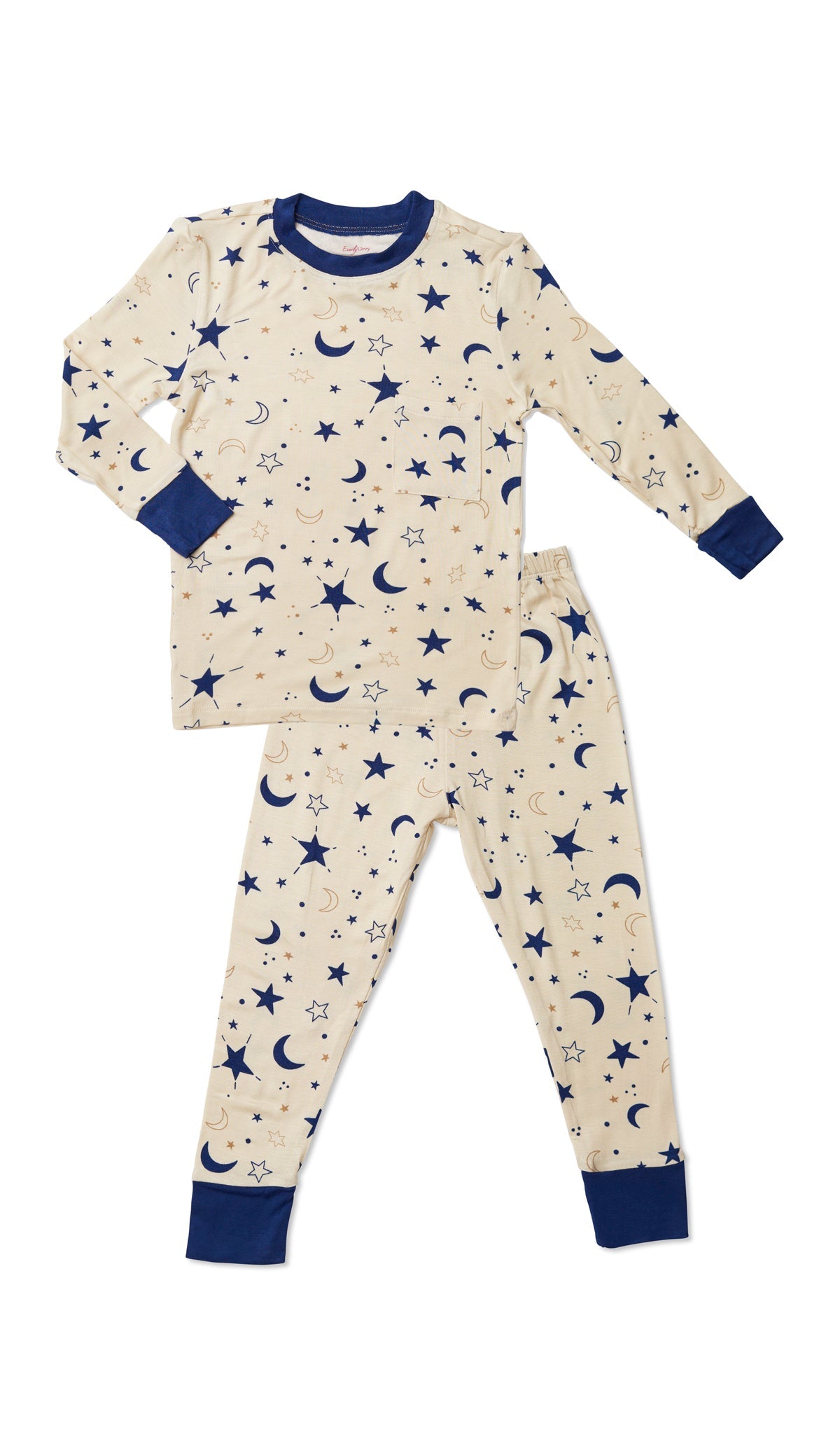 Twinkle Emerson Baby 2-Piece Pant PJ. Long sleeve top with cuff trim and long pant with cuff trim.
