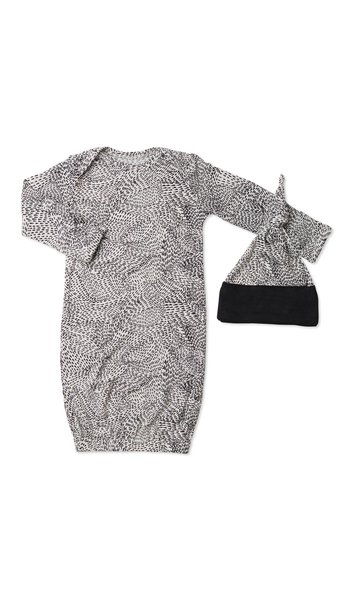 Twilight 2-Piece with long sleeve baby gown and matching knotted hat.