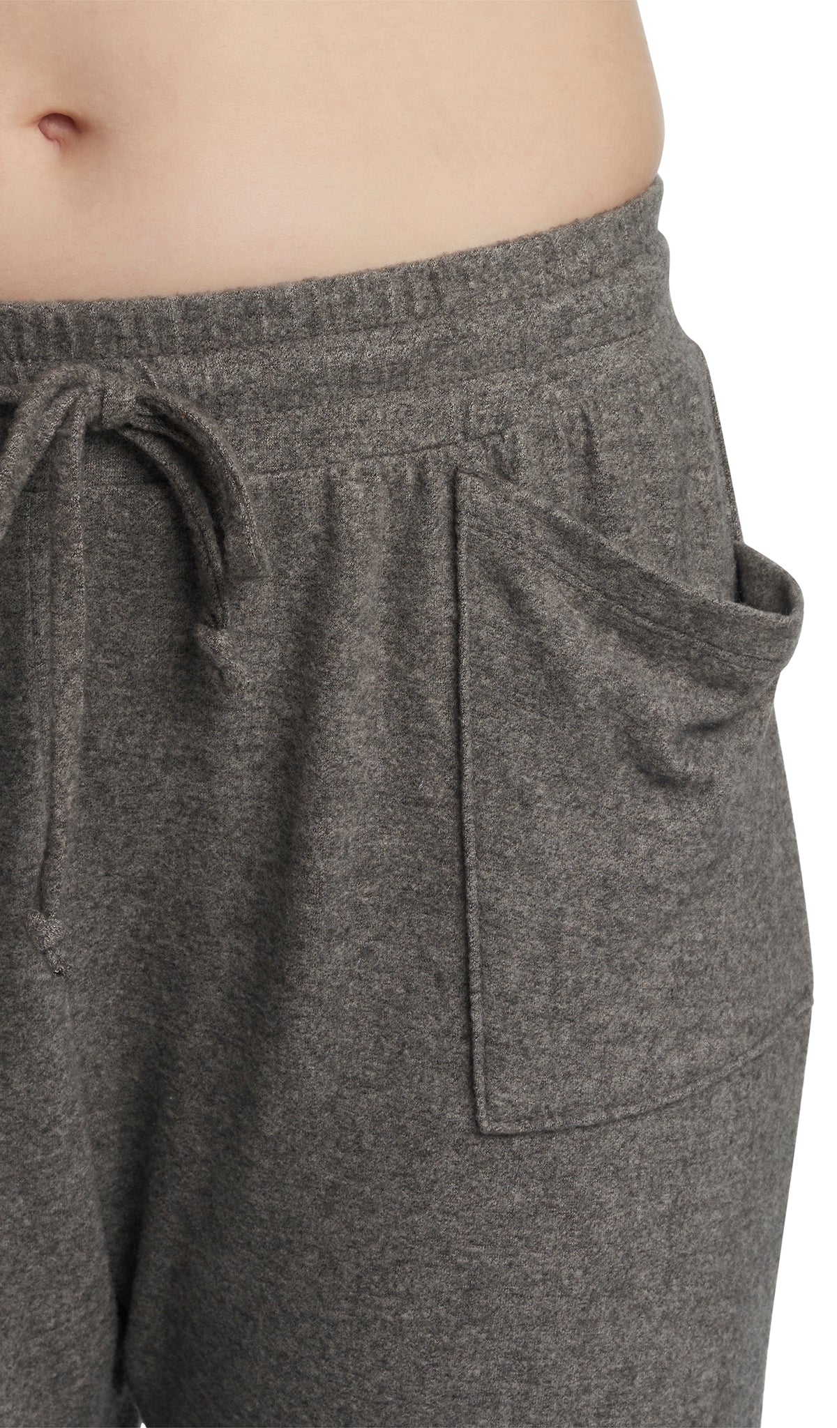 Charcoal Whitney 2-Piece drawstring waistband and pocket detail.