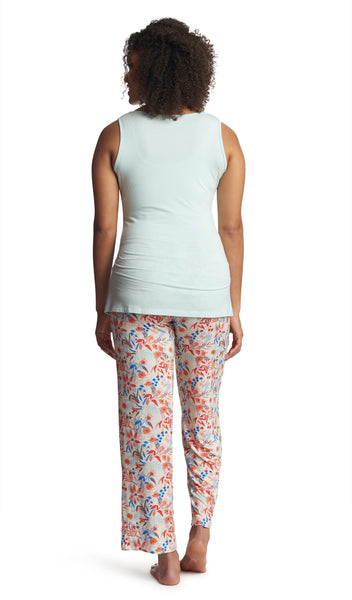 Posy Analise 3-Piece Set, back shot of woman wearing tank top and pant.