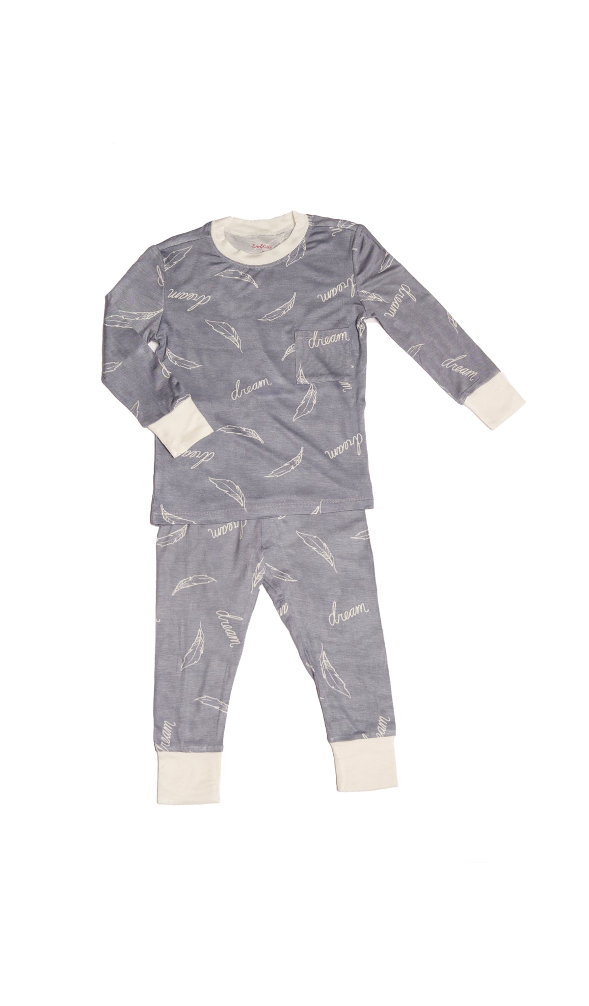 Dream Emerson Kids 2-Piece Pant PJ. Long sleeve top with cuff trim and long pant with cuff trim.