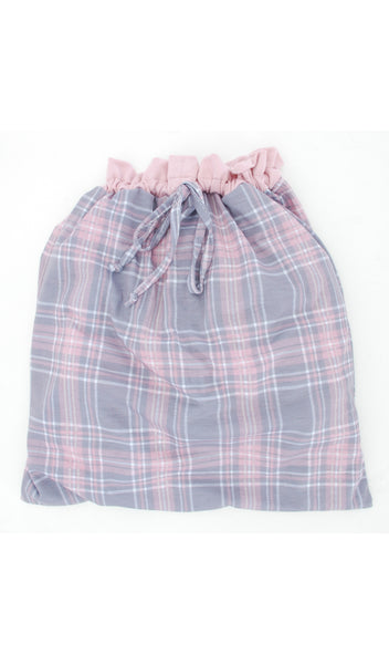 Pink Plaid Dawn Chemise/Robe comes with matching fabric drawstring gift bag.