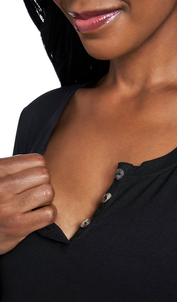 Black Laina 2-Piece Set, detailed shot of nursing access for long sleeve top.