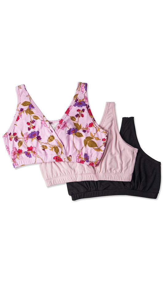 Auden, Intimates & Sleepwear, Womens Nursing 2pk Pullover Seamlesssleep  Bra Auden Black Soft Pink L