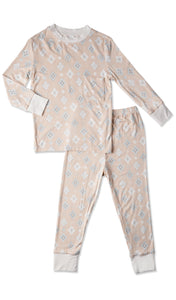 Mosaic Baby Kids 2-Piece Pant PJ. Long sleeve top with cuff trim and long pant with cuff trim.