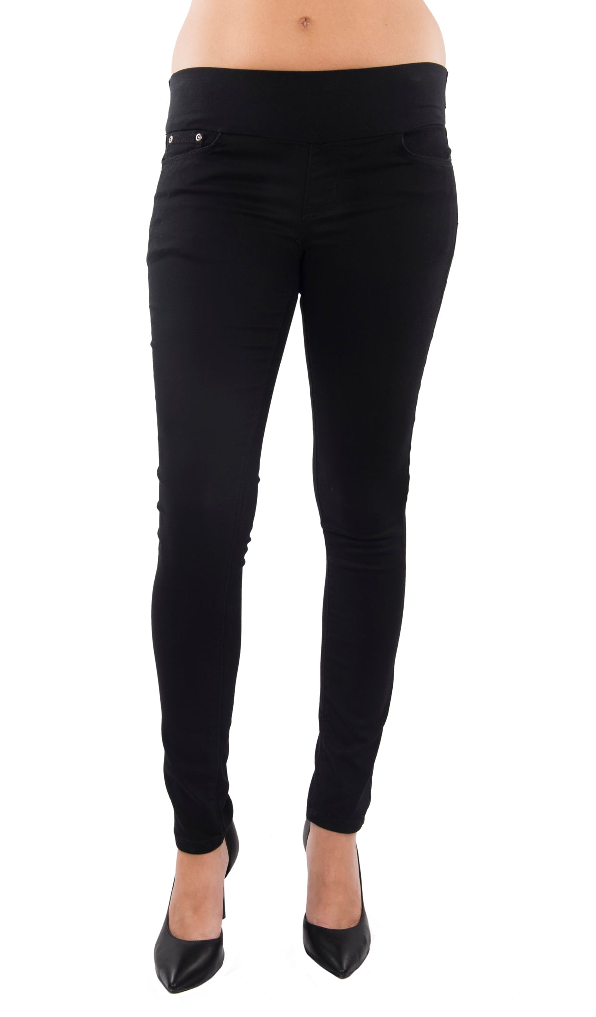 Black Aria Jean with elastic flat front panel.