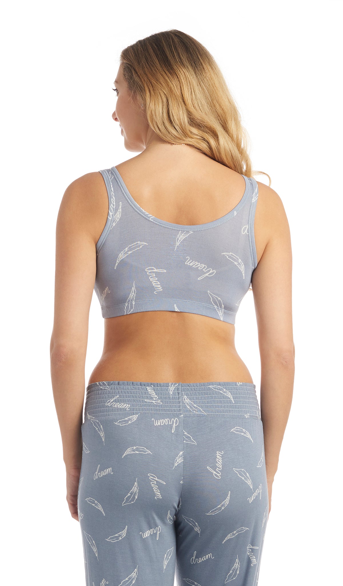 Dream Paisley 3-Pack. Detail back shot of woman wearing Dream print bra and matching pant.
