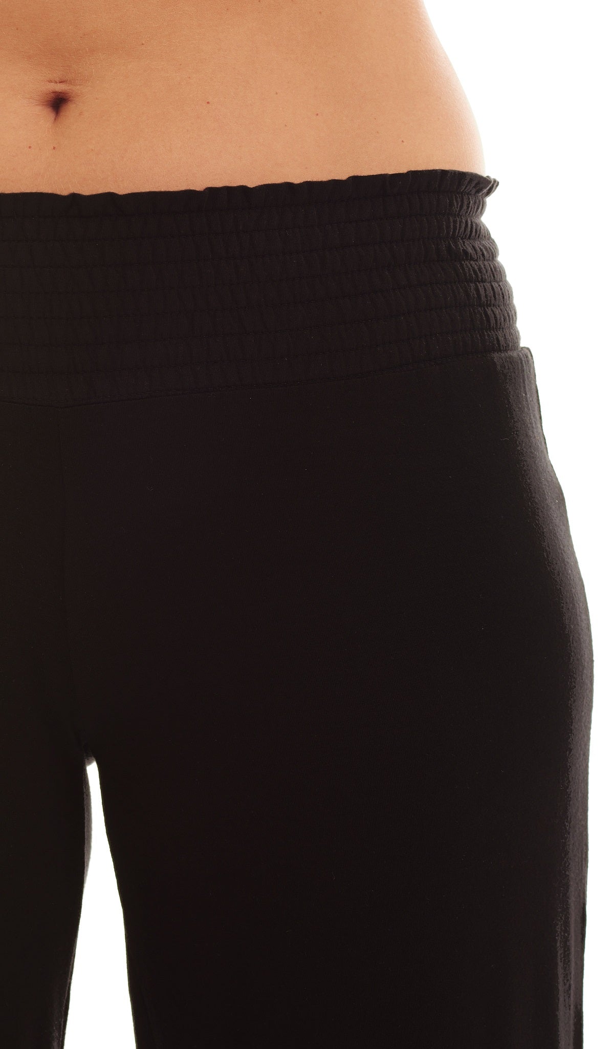 Black Analise 3-Piece Set, detailed shot of smocked elastic waistband.