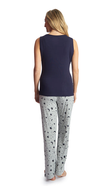 Twinkle Night Analise 5-Piece Set, back shot of woman wearing tank top and pant.