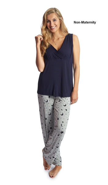 Twinkle Night Analise 3-Piece Set, woman wearing criss-cross bust tank top and pant as non-maternity.
