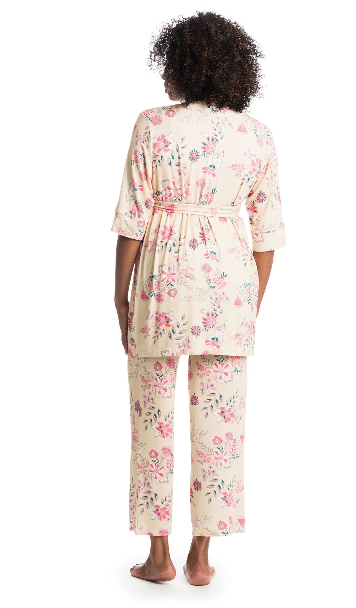 Wild Flower Analise 5-Piece Set, back shot of woman wearing robe and pant.
