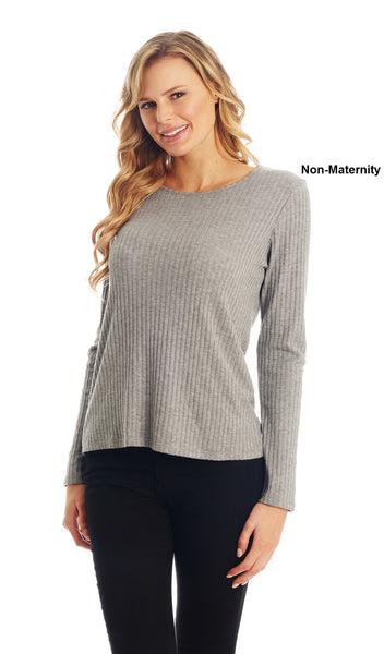 Grey Cristiano top worn by woman as non-maternity style.