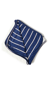 Navy Swaddle Blanket folded into a square.