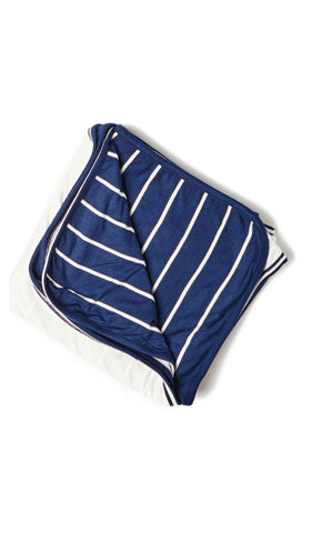 Navy Swaddle Blanket folded into a square.